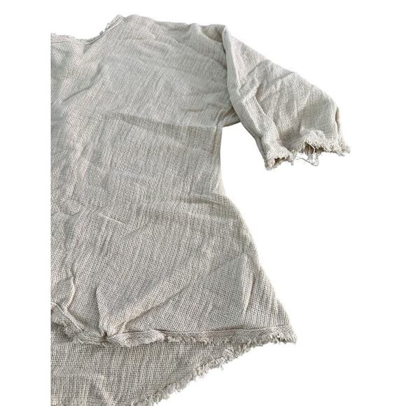 Zara Women's Cotton-Linen Blend Asymmetrical Woven Textured Blouse Size Small - Picture 4 of 6